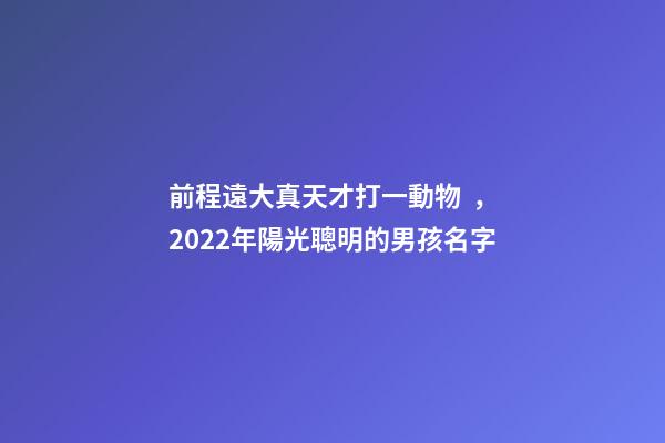 前程遠大真天才打一動物，2022年陽光聰明的男孩名字-第1張-觀點-玄機派